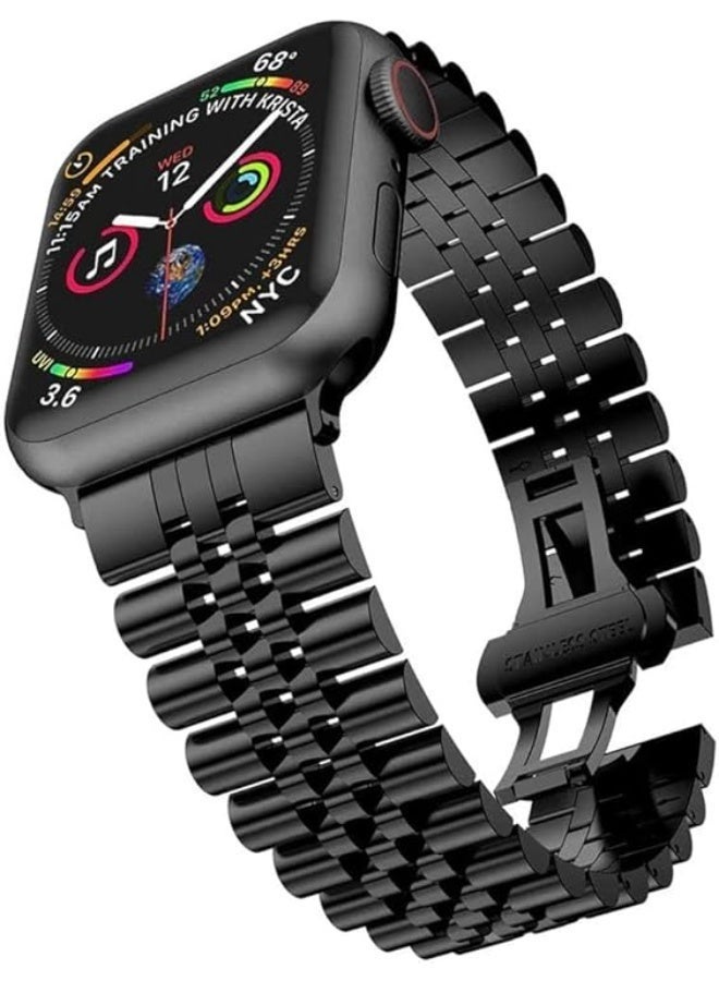 JOHN PAULS Apple Watch Strap Stainless Steel Band for Men Women Premium Steel Apple Watch Band Compatible with Apple Watch Series SE | Ultra 2 | 9 | 8 | 7 | 6, 49/46/45/44/42mm iWatch Strap Metal Bracelet Bundle - Image 2